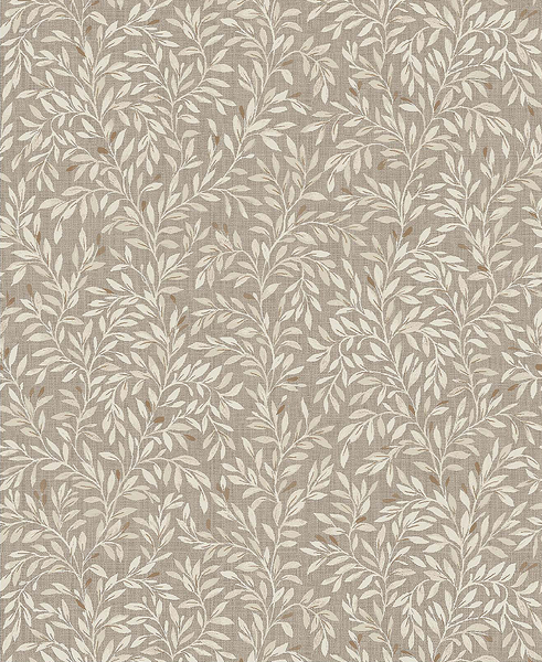 Vliestapete Ditsy Leaf - Vlies - Hellbraun