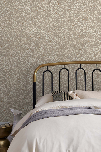 Vliestapete Ditsy Leaf - Vlies - Hellbraun