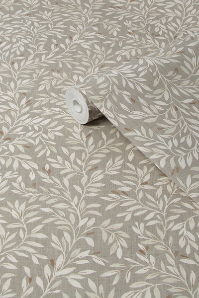 Vliestapete Ditsy Leaf - Vlies - Hellbraun