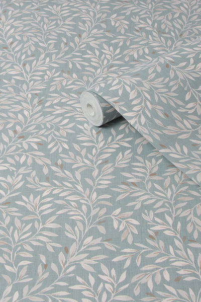 Vliestapete Ditsy Leaf - Vlies - Hellblau