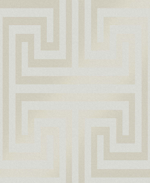 Vliestapete Metallic Greek Key - Vlies - Beige