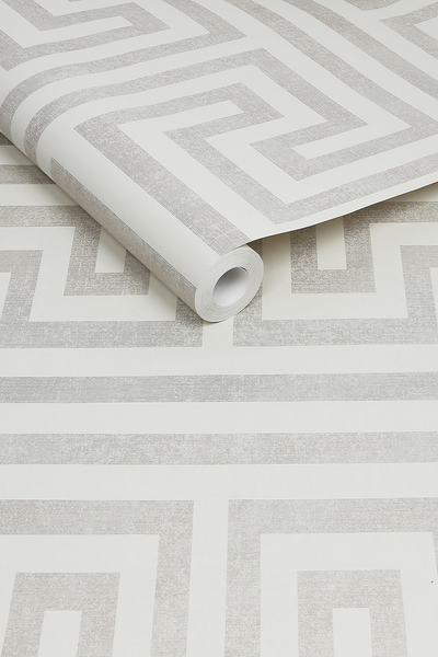 Vliestapete Metallic Greek Key - Vlies - Beige
