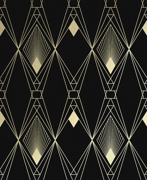 Vliestapete Deco Geometric - Vlies - Schwarz