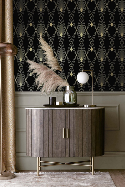 Vliestapete Deco Geometric - Vlies - Schwarz