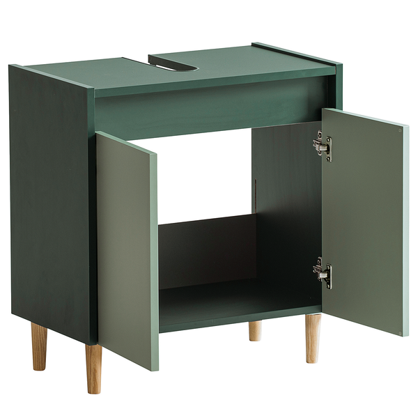 Waschbeckenunterschrank Lovis - Dunkelgrün - Breite: 57 cm