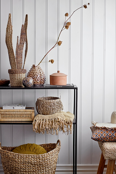 Aufbewahrungsbox Lally 2-teilig - Klarglas / Rattan - Beige