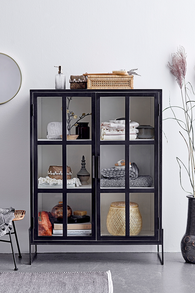 Aufbewahrungsbox Lally 2-teilig - Klarglas / Rattan - Beige