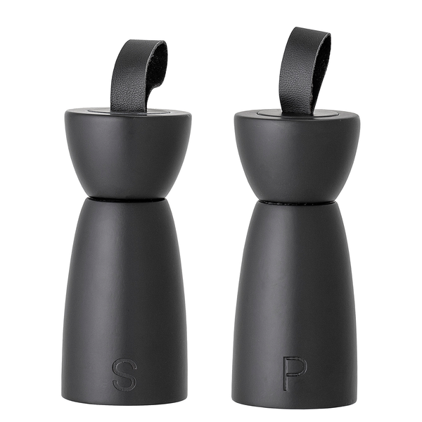 Salz- & Pfeffermühle Hanif 2-teilig - Massivholz Gummibaum - Schwarz