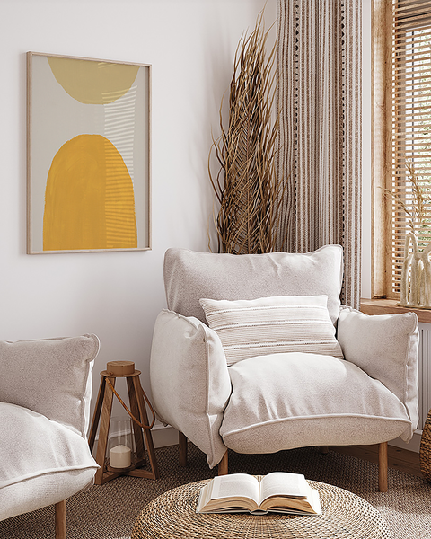 Bild Geometric Abstract Paint - Buche Massiv / Acrylglas - Naturell - 52 x 62 cm