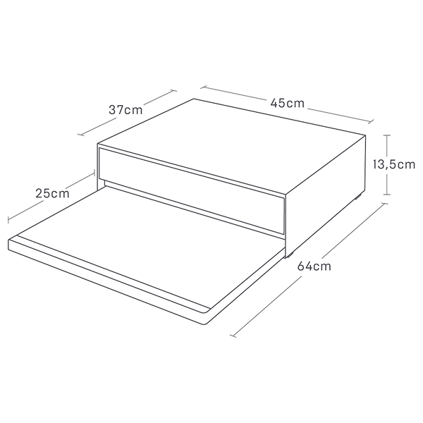 Ausziehtablett Tower - Stahl - Schwarz - 45 x 14 cm