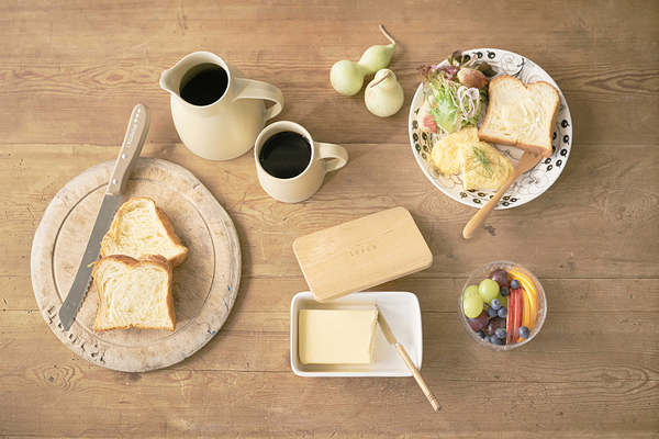 Butterdose Tosca - Esche Teilmassiv / Stahl - Weiß