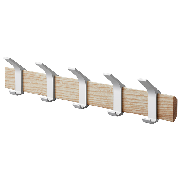 Garderobenleiste Rin - Esche Teilmassiv / Aluminium - Silber