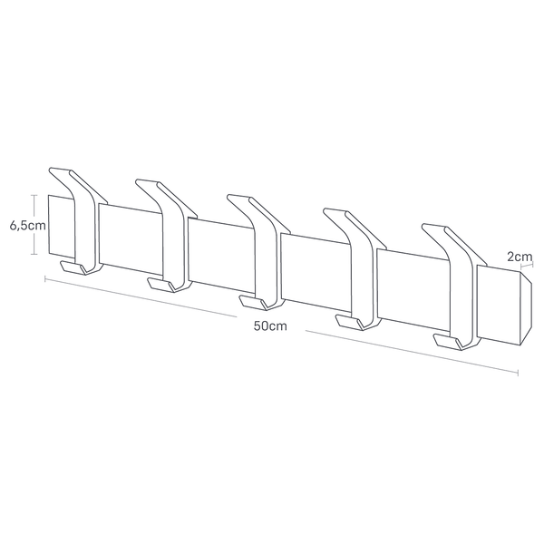 Garderobenleiste Rin - Esche Teilmassiv / Aluminium - Silber