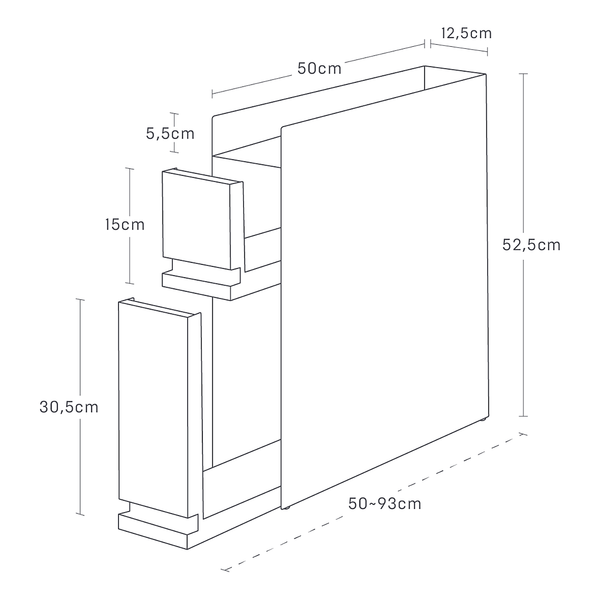 Küchenregal Tower Seasoning - Stahl - Schwarz - 13 x 53 cm