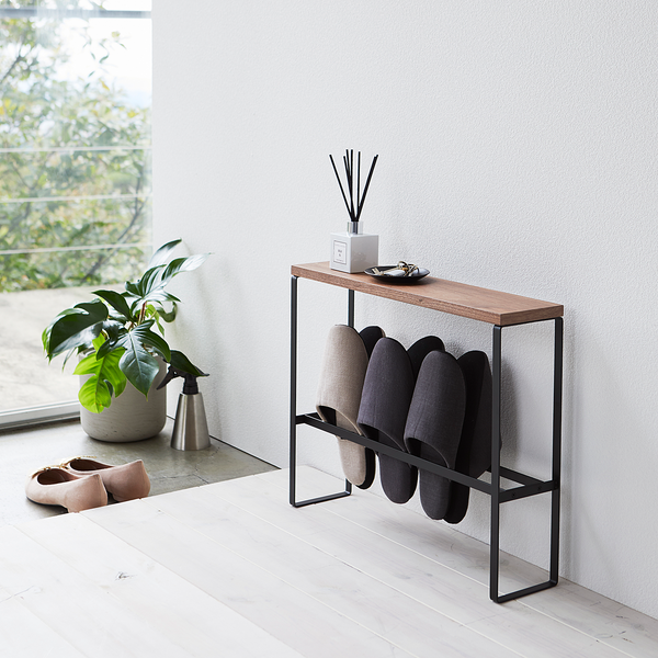 Schuhregal Tower Slipper - Esche Teilmassiv / Stahl - Schwarz