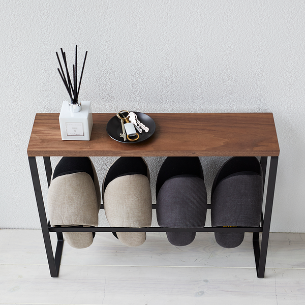 Schuhregal Tower Slipper - Esche Teilmassiv / Stahl - Schwarz