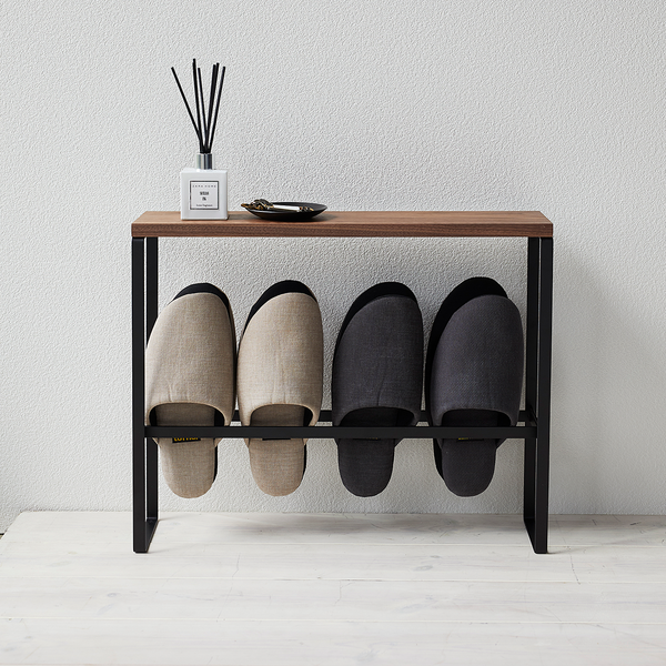 Schuhregal Tower Slipper - Esche Teilmassiv / Stahl - Schwarz