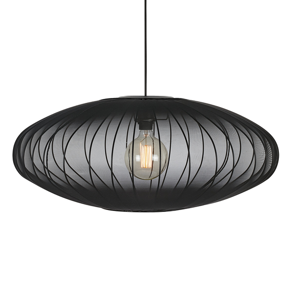 Pendelleuchte Florence - Eisen / Nylon - 1-flammig - Schwarz - 75 x 31 cm