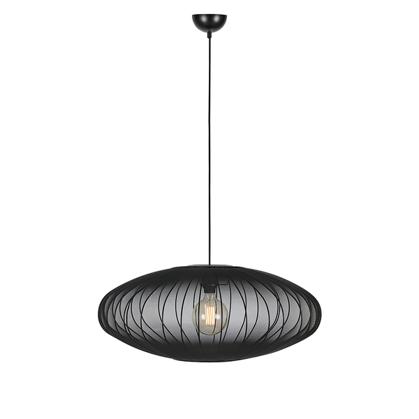 Pendelleuchte Florence - Eisen / Nylon - 1-flammig - Schwarz - 75 x 31 cm