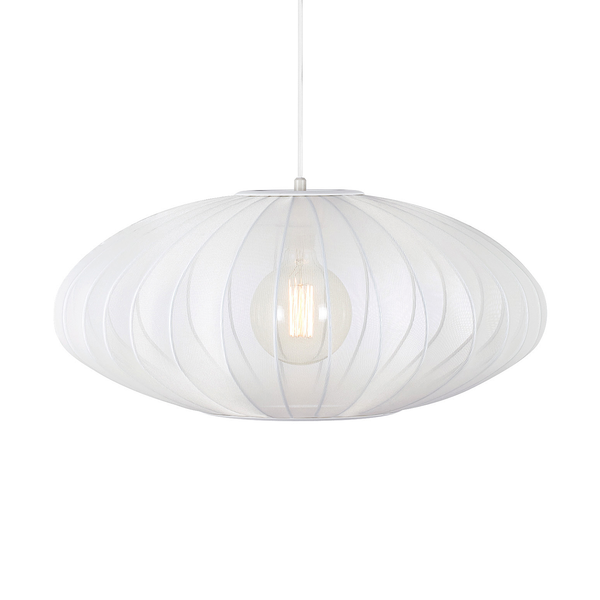 Pendelleuchte Florence - Eisen / Nylon - 1-flammig - Weiß - 60 x 26 cm