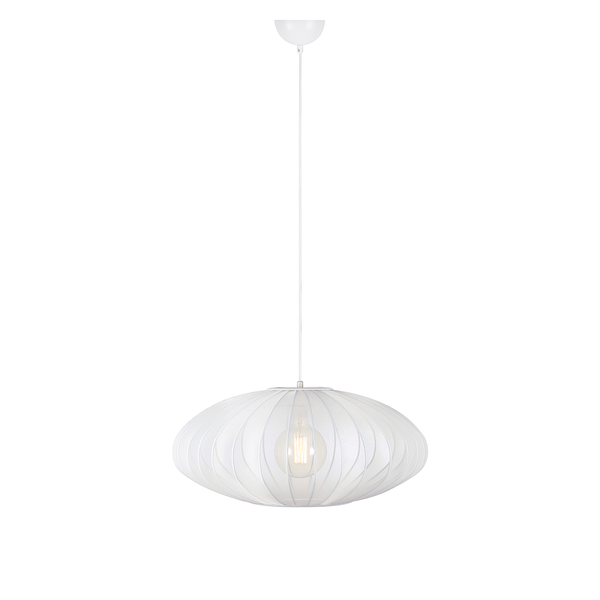 Pendelleuchte Florence - Eisen / Nylon - 1-flammig - Weiß - 60 x 26 cm