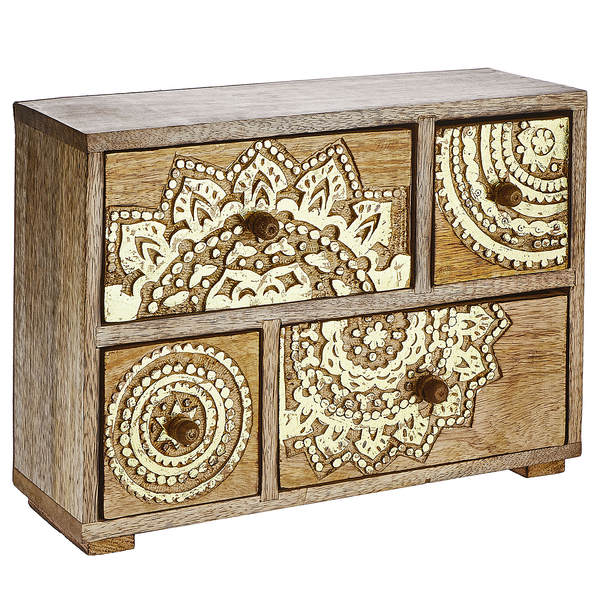 Deko-Schrank BALI - Mangoholz - Braun/Gold