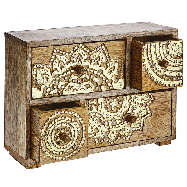 Deko-Schrank BALI - Mangoholz - Braun/Gold