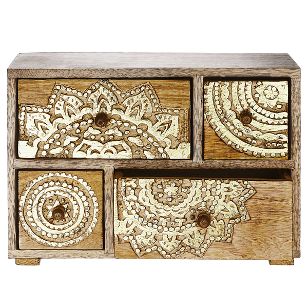 Deko-Schrank BALI - Mangoholz - Braun/Gold