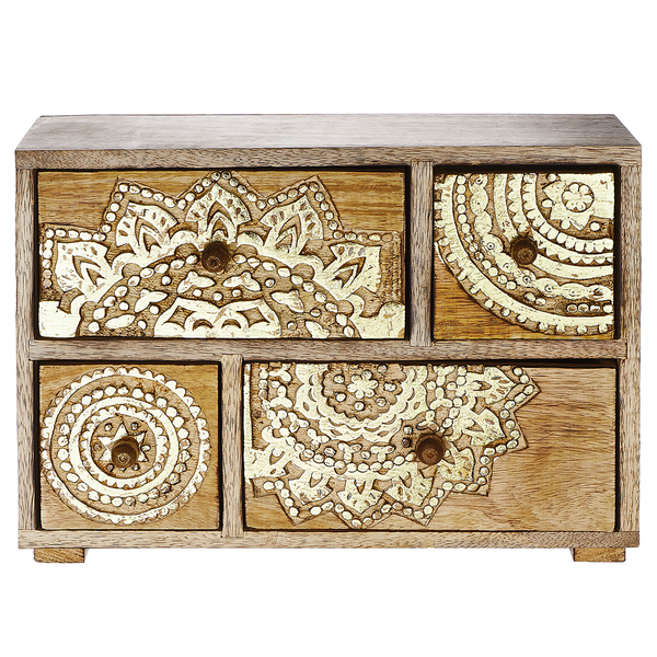 Deko-Schrank BALI - Mangoholz - Braun/Gold