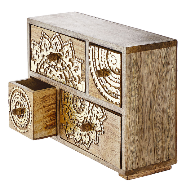 Deko-Schrank BALI - Mangoholz - Braun/Gold