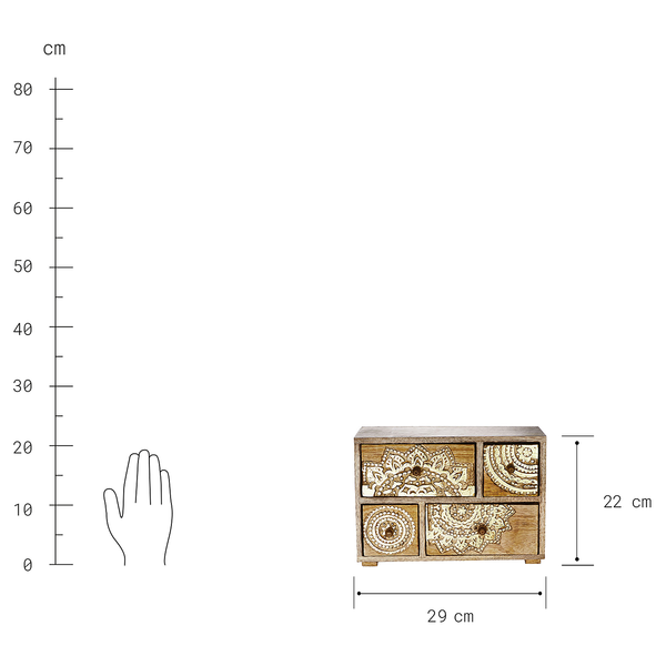 Deko-Schrank BALI - Mangoholz - Braun/Gold