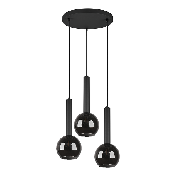 Pendelleuchte Clayton - Rauchglas / Eisen - Flammenanzahl: 3