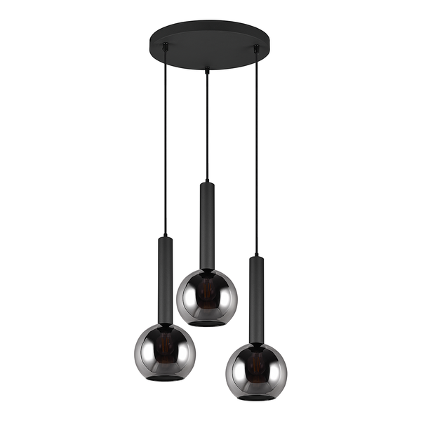 Pendelleuchte Clayton - Rauchglas / Eisen - Flammenanzahl: 3
