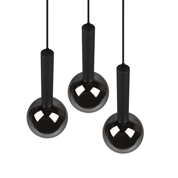 Pendelleuchte Clayton - Rauchglas / Eisen - Flammenanzahl: 3