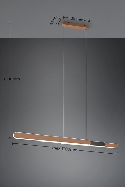 LED-Pendelleuchte Helios - Eisen - 1-flammig - Braun - Breite: 130 cm