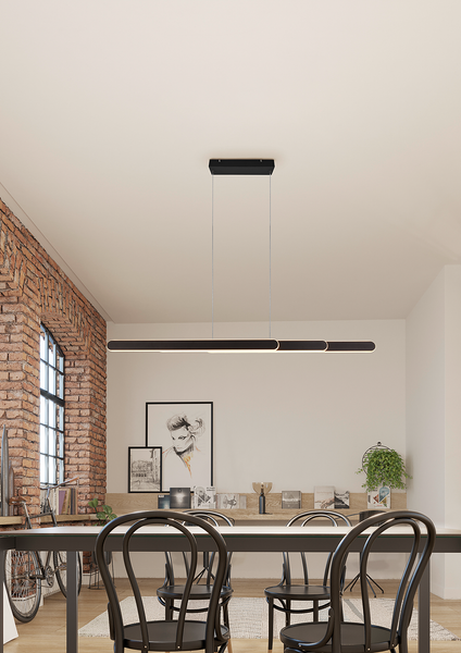 LED-Pendelleuchte Helios - Eisen - 1-flammig - Schwarz - Breite: 130 cm