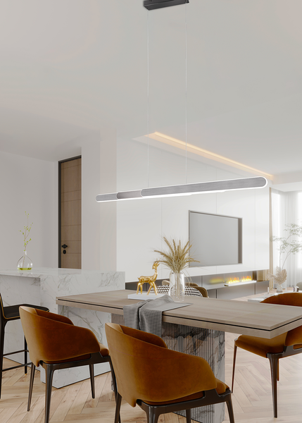 LED-Pendelleuchte Helios - Eisen - 1-flammig - Silber - Breite: 130 cm