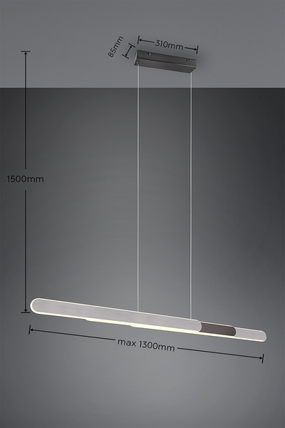 LED-Pendelleuchte Helios - Eisen - 1-flammig - Silber - Breite: 130 cm