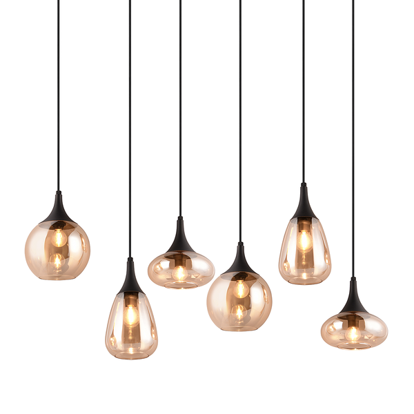 Pendelleuchte Lumina - Glas / Eisen - Flammenanzahl: 6