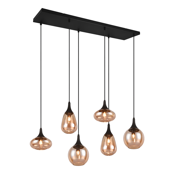 Pendelleuchte Lumina - Glas / Eisen - Flammenanzahl: 6