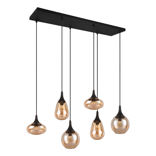 Pendelleuchte Lumina - Glas / Eisen - Flammenanzahl: 6