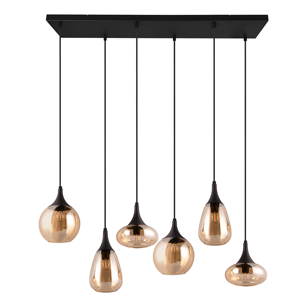 Pendelleuchte Lumina - Glas / Eisen - Flammenanzahl: 6