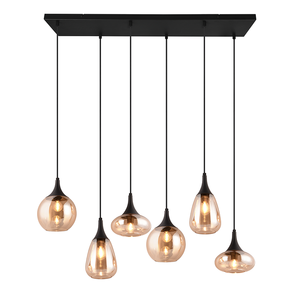 Pendelleuchte Lumina - Glas / Eisen - Flammenanzahl: 6