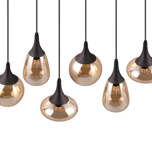 Pendelleuchte Lumina - Glas / Eisen - Flammenanzahl: 6