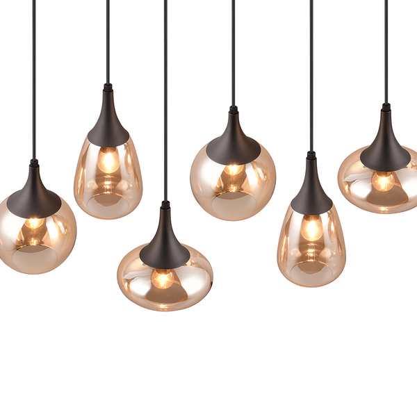Pendelleuchte Lumina - Glas / Eisen - Flammenanzahl: 6