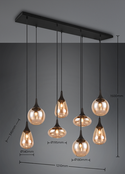 Pendelleuchte Lumina - Glas / Eisen - Flammenanzahl: 8