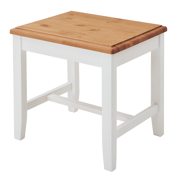 Massiver Hocker Bergen - Kiefer massiv - Kiefer Weiß / Kiefer Laugenfarbig