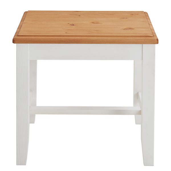 Massiver Hocker Bergen - Kiefer massiv - Kiefer Weiß / Kiefer Laugenfarbig