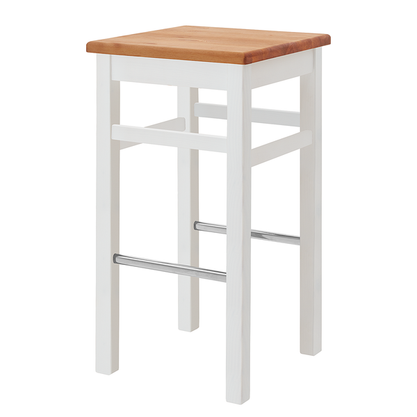 Massiver Barhocker Boston - Kiefer massiv - Kiefer Weiß / Kiefer Laugenfarbig