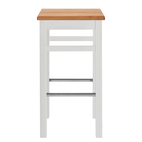Massiver Barhocker Boston - Kiefer massiv - Kiefer Weiß / Kiefer Laugenfarbig